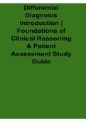 Differential Diagnosis Introduction Foundations of Clinical Reasoning and Patient Assessment Study Guide Questions and Answers PDF 2025&sol; 2026 with Solution