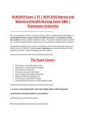 NUR2459 Exam 1 V1 &vert; NUR 2459 Mental and &NewLine;Behavioral Health Nursing Exam Q&A &vert; &NewLine;Rasmussen University
