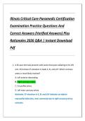 Illinois Critical Care Paramedic Certification Examination Practice Questions And Correct Answers &lpar;Verified Answers&rpar; Plus Rationales 2026 Q&A &vert; Instant Download Pdf
