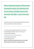 Illinois Professional Engineer &lpar;PE&rpar; Licensing Examination Practice Test Questions And Correct Answers &lpar;Verified Answers&rpar; Plus Rationales 2026 Q&A &vert; Instant Download Pdf