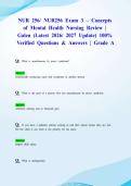 NUR 256&sol; NUR256 Exam 3 &ndash; Concepts of Mental Health Nursing Review &vert; Galen &lpar;Latest 2026&sol; 2027 Update&rpar; 100&percnt; Verified Questions & Answers &vert; Grade A