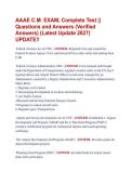 AAAE C&period;M&period; EXAM&comma; Complete Test &vert;&vert; &NewLine;Questions and Answers &lpar;Verified &NewLine;Answers&rpar; &lpar;Latest Update 2027&rpar; &NewLine;UPDATE&excl;&excl; 