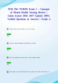NUR 256&sol; NUR256 Exam 1 &ndash; Concepts of Mental Health Nursing Review &vert; Galen &lpar;Latest 2026&sol; 2027 Update&rpar; 100&percnt; Verified Questions & Answers &vert; Grade A