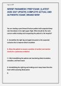 NREMT PARAMEDIC PREP EXAM &vert; &lbrace;LATEST &NewLine;2026&sol; 2027 UPDATE&rcub; COMPLETE ACTUAL AND &NewLine;AUTHENTIC EXAM &vert; BRAND NEW&excl;