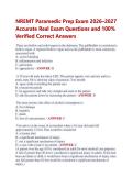 NREMT Paramedic Prep Exam 2026&ndash;2027 &NewLine;Accurate Real Exam Questions and 100&percnt; &NewLine;Verified Correct Answers 