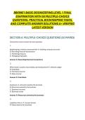 BBK99E1 BASIC BOOKKEEPING LEVEL 1 FINAL EXAMINATION WITH 50 MULTIPLE-CHOICE QUESTIONS&comma; PRACTICAL BOOKKEEPING TASKS&comma; AND COMPLETE ANSWER SOLUTIONS A&plus; VERIFIED LATEST VERSION
