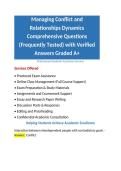 Managing Conflict and Relationships Dynamics Comprehensive Questions &lpar;Frequently Tested&rpar; with Verified Answers Graded A&plus;