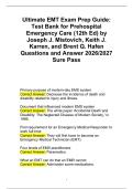Ultimate EMT Exam Prep Guide&colon;&NewLine;Test Bank for Prehospital&NewLine;Emergency Care &lpar;12th Ed&rpar; by&NewLine;Joseph J&period; Mistovich&comma; Keith J&period;&NewLine;Karren&comma; and Brent Q&period; Hafen&NewLine;Questions and Answer 2026&sol;2027&NewLine;Sure Pass