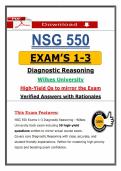 NSG 550 Exams 1-3 Diagnostic Reasoning Wilkes University - Wilkes