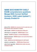 NBME BIOCHEMISTRY SHELF &NewLine;EXAM comprehensive questions &NewLine;Merged With Correct Verified &NewLine;Answers &vert; 2026 Latest Update&excl;&excl;&excl; &vert; &NewLine;Already Graded A&plus;