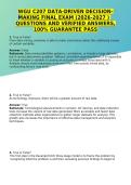 DATA DRIVEN DECISION MAKING &lpar;WGU C207&rpar; FINAL EXAM QUESTIONS AND VERIFIED ANSWERS 2026 2027 100 PERCENT GUARANTEE PASS