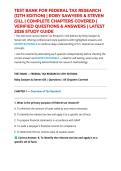 TEST BANK FOR FEDERAL TAX RESEARCH &lpar;12TH EDITION&rpar; &vert; ROBY SAWYERS & STEVEN GILL &vert; COMPLETE CHAPTERS COVERED &vert; VERIFIED QUESTIONS & ANSWERS &vert; LATEST 2026 STUDY GUIDE