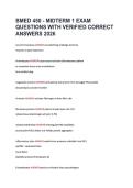 BMED 450 - MIDTERM 1 EXAM &NewLine;QUESTIONS WITH VERIFIED CORRECT &NewLine;ANSWERS 2026