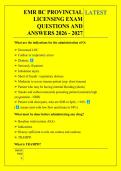 EMR BC PROVINCIAL &NewLine;LICENSING EXAM &NewLine;QUESTIONS AND  &NewLine;ANSWERS 2026 - 2027