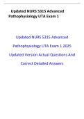 Updated NURS 5315 Advanced Pathophysiology UTA Exam 1 2025 &NewLine;Updated Version Actual Questions And Correct Detailed Answers