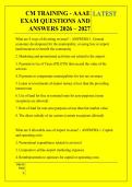 CM TRAINING - AAAE &NewLine;EXAM QUESTIONS AND  &NewLine;ANSWERS 2026 &ndash; 2027