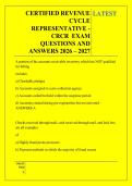 CERTIFIED REVENUE &NewLine;CYCLE &NewLine;REPRESENTATIVE - &NewLine;CRCR  EXAM &NewLine;QUESTIONS AND  &NewLine;ANSWERS 2026 &ndash; 2027