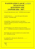 WASTEWATER CLASS B &NewLine;TEXAS EXAM &NewLine;QUESTIONS AND  &NewLine;ANSWERS 2026 &ndash; 2027