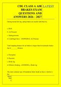 CDL CLASS A AIR &NewLine;BRAKES EXAM &NewLine;QUESTIONS AND  &NewLine;ANSWERS 2026 &ndash; 2027