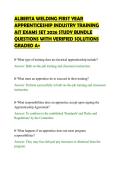 ALBERTA WELDING FIRST YEAR &NewLine;APPRENTICESHIP INDUSTRY TRAINING &NewLine;AIT EXAMS SET 2026 STUDY BUNDLE &NewLine;QUESTIONS WITH VERIFIED SOLUTIONS &NewLine;GRADED A&plus;