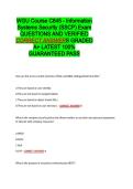 WGU Course C845 - Information Systems Security &lpar;SSCP&rpar; EXAM QUESTIONS AND VERIFIED CORRECT ANSWERS GRADED A&plus; -LATEST 2026-2027- 100- GUARANTEED PASS&period;docx&NewLine;&NewLine;