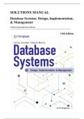 Solutions Manual &mdash; Database Systems&colon; Design&comma; Implementation&comma; & Management&comma; 14th Edition &lpar;Coronel & Morris&comma; 2023&rpar;&comma; Chapters 1-16 &vert; All Chapters Covered