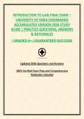 INTRODUCTION TO LAW FINAL EXAM UNIVERSITY OF IOWA &lpar;HOSMANEK&rpar; &lpar;ACCUMULATED VERSION&rpar; &vert; STUDY GUIDE&comma; QUESTIONS&comma; ANSWERS & RATIONALES