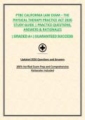 PTBC CALIFORNIA LAW EXAM &ndash; THE PHYSICAL THERAPY PRACTICE ACT 2026 STUDY GUIDE &vert; PRACTICE QUESTIONS&comma; ANSWERS & RATIONALES