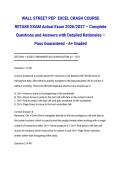 WALL STREET PREP EXCEL CRASH COURSE RETAKE EXAM Actual Exam 2026&sol;2027 &ndash; Complete Questions and Answers with Detailed Rationales &ndash; Pass Guaranteed - A&plus; Graded