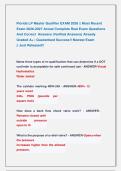 Florida LP Master Qualifier EXAM 2026 &vert;&vert; Most Recent &NewLine;Exam 2026-2027 Actual Complete Real Exam Questions &NewLine;And Correct  Answers &lpar;Verified Answers&rpar; Already &NewLine;Graded A&plus; &vert; Guaranteed Success&excl;&excl; Newest Exam                         &NewLine;&vert;&vert; Just Released&excl;&excl;