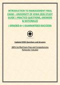 INTRODUCTION TO MANAGEMENT FINAL EXAM UNIVERSITY OF IOWA 2026 STUDY GUIDE &vert; PRACTICE QUESTIONS&comma; ANSWERS & RATIONALES