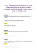 LEARNING STRATEGIES IN HIGHER EDUCATION &lpar;WGU D389&rpar; OBJECTIVE ASSESSMENT QUESTIONS AND VERIFIED ANSWERS GRADE A&plus;  100 PERCENT CORRECT