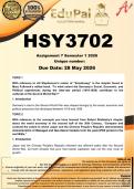 HSY3702 Assignment 7 &lpar;Topic 1 & Topic 2 COMPLETE ANSWERS&rpar; Semester 1 2026 - DUE 29 May 2026