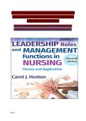 TEST BANK for Leadership Roles and Management&NewLine;Functions in Nursing&colon; Theory and Application 11th&NewLine;Edition by Carol J&period; Huston&NewLine;All Chapters Fully Covered 1-25&vert; Verified Questions & Correct&NewLine;Answers with Rationales for Exam Preparations&vert; A&plus; GRADED
