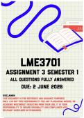 LME3701 Assignment 3 &lpar;Portfolio&rpar; Semester 1 Memo &vert; Due 2 June 2026