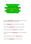 AQA GCSE Design and Technology EXAM QUESTIONS AND VERIFIED CORRECT ANSWERS GRADED A&plus; -LATEST 2026-2027- 100- GUARANTEED PASS&period;docx&NewLine;&NewLine;