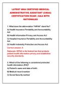 2026-2027 LATEST NHA CERTIFIED MEDICAL&NewLine;ADMINISTRATIVE ASSISTANT &lpar;CMAA&rpar;&NewLine;CERTIFICATION EXAM &vert; Q&A WITH&NewLine;RATIONALES 
