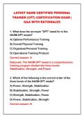 2026-2027 LATEST NASM CERTIFIED PERSONAL&NewLine;TRAINER &lpar;CPT&rpar; CERTIFICATION EXAM &vert;&NewLine;Q&A WITH RATIONALES &NewLine;