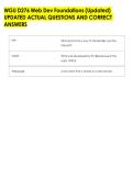 WGU D276 Web Dev Foundations &lpar;Updated&rpar; &NewLine;UPDATED ACTUAL QUESTIONS AND CORRECT &NewLine;ANSWERS 