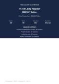Texas All Lines Adjuster Exam 2026&sol;2027 Edition &vert; Complete Exam-Style Questions &vert; 100&percnt; Verified &ndash; Detailed Rationales &ndash; Pass Guaranteed &ndash; A&plus; Graded&NewLine;&NewLine;