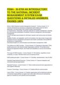 FEMA - IS-0700 AN INTRODUCTORY TO THE NATIONAL INCIDENT MANAGEMENT SYSTEM EXAM QUESTIONS & DETAILED ANSWERS PASSED 100&percnt;