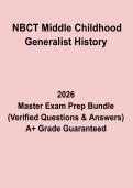 NBCT Middle Childhood Generalist History Exam Study Guide & Practice Questions PDF