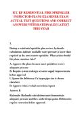 ICC RF RESIDENTIAL FIRE SPRINKLER &NewLine;INSPECTOR-PLANS EXAMINER EXAM &NewLine;ACTUAL TEST QUESTIONS AND CORRECT &NewLine;ANSWERS WITH RATIONALES LATEST &NewLine;THIS YEAR 