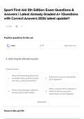 Sport First Aid 5th Edition Exam Questions & Answers &vert; Latest Already Graded A&plus; &vert;Questions with Correct Answers 2026 latest update&excl;&excl;