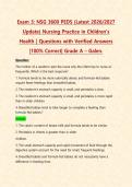 Exam 3&colon; NSG 3600 PEDS &lpar;Latest 2026&sol;2027 Update&rpar; Nursing Practice in Children's Health &vert; Questions with Verified Answers &vert;100&percnt; Correct&vert; Grade A &ndash; Galen&period;