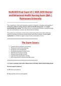 NUR2459 Final Exam V3 &vert; NUR 2459 Mental &NewLine;and Behavioral Health Nursing Exam Q&A &vert; &NewLine;Rasmussen University 