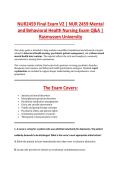 NUR2459 Final Exam V1&ndash;V3 &vert; NUR 2459 Exam 1 V1&ndash;V3 &vert; Mental and Behavioral Health Nursing &vert; Rasmussen University &vert; Complete Exam Bundle with Detailed Verified Answers