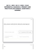 NR 511 &sol; NR511 NR 511 WEEK 1 EXAMDIFFERENTIAL DIAGNOSIS & PRIMARY CARE PRACTICUM &lpar;2026 UPDATE&rpar; &vert; QUESTIONS & ANSWERS