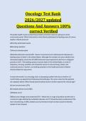 Oncology Nursing Test Bank &vert; Cancer Exam Questions & Answers 2026-2027&NewLine;&NewLine;