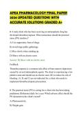 APEA PHARMACOLOGY FINAL PAPER &NewLine;2026 UPDATED QUESTIONS WITH &NewLine;ACCURATE SOLUTIONS GRADED A&plus; 